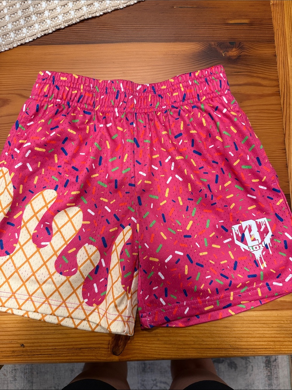 Girls Hot Pink Sprinkle Ice Cream Shorts with Elastic Waist